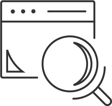 illustration graphic of webpage with a magnifying glass in the bottom right-hand corner
