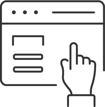 illustration graphic of webpage with a hand pointing to the page on the right side