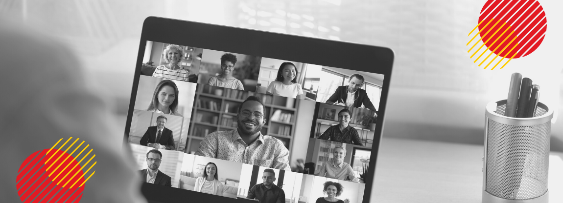 group of participants in online event 