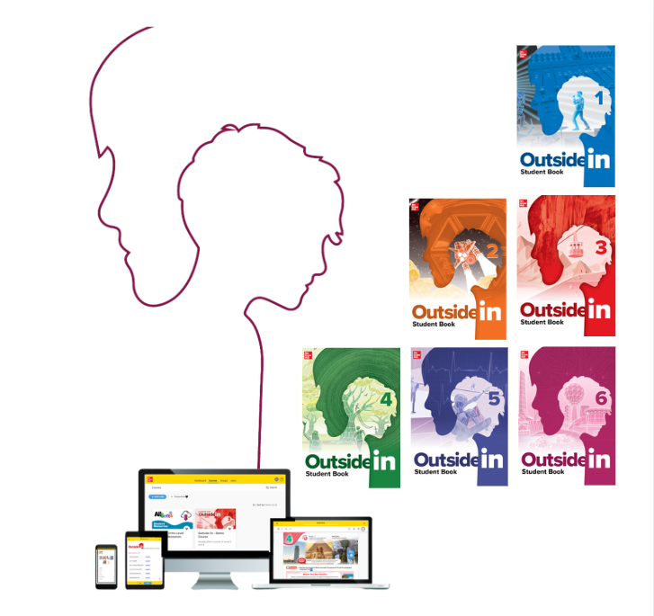 Collage of AllSorts characters, workbooks and laptop with AllSorts user interface. 